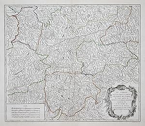 Kupferstich- Karte, von Delahaye bei Robert de Vaugondy, "Le Tyrol sous le nom duquel l'on compre...
