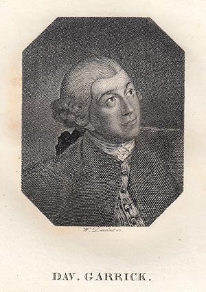 Image du vendeur pour David Garrick (Hereford 19. 02. 1717 - 20. 01. 1779 London). Engl. Schauspieler, Theaterdirektor und Autor von Bhnenstcken. Brustbild,. mis en vente par Antiquariat Clemens Paulusch GmbH