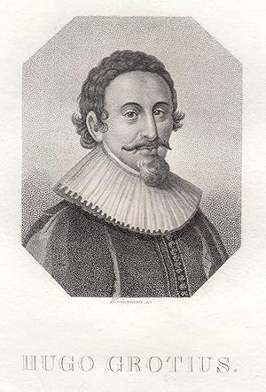 Seller image for Hugo Grotius (Delft 10. 04. 1583 - 28. 09. 1645 Rostock). Niederl. Jurist, Theologe und Philosoph. Brustbild,. for sale by Antiquariat Clemens Paulusch GmbH