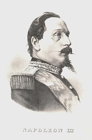 Seller image for Napoleon III., frz. Napolon III. (Paris 20. 04. 1808 - 09. 01. 1873 Chislehurst bei London). Franz. Kaiser von 1852 - 1870 als Napoleon III. Er war unter seinem ursprnglichen Namen Charles-Louis-Napolon Bonaparte whrend der Zweiten Republik von 1848-1852 franzsischer Staatsprsident. Er war der Sohn von Louis Bonaparte und Hortense de Beauharnais. Brustbild,. for sale by Antiquariat Clemens Paulusch GmbH