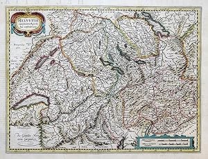 Kupferstich- Karte, n. G. Mercator b. Hondius, "Helvetia cum finitimis regionibus confoederatis".