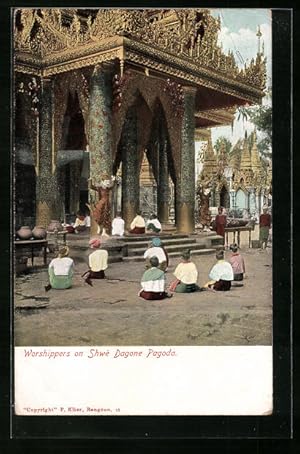 Ansichtskarte Rangun, Shwe Dagone Pagoda, Worshippers