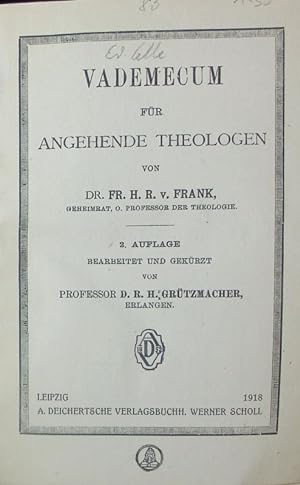 Imagen del vendedor de Vademecum fr angehende Theologen. a la venta por Antiquariat Bookfarm