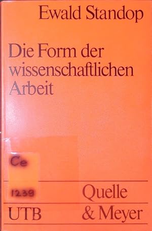 Seller image for Die Form der wissenschaftlichen Arbeit. for sale by Antiquariat Bookfarm