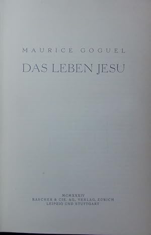 Bild des Verkufers fr Das Leben Jesu. zum Verkauf von Antiquariat Bookfarm