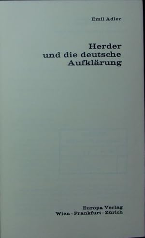 Bild des Verkufers fr Herder und die deutsche Aufklrung. zum Verkauf von Antiquariat Bookfarm