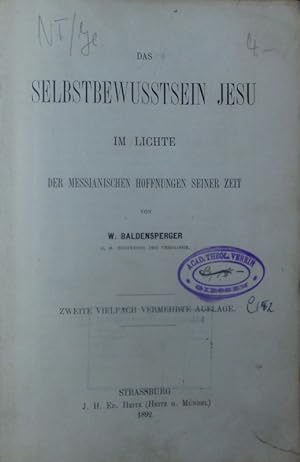Bild des Verkufers fr Das Selbstbewutsein Jesu im Lichte der messianischen Hoffnungen seiner Zeit. zum Verkauf von Antiquariat Bookfarm