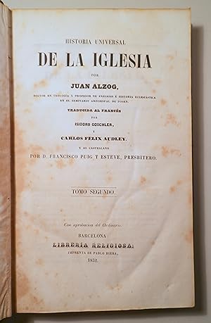 Imagen del vendedor de HISTORIA UNIVERSAL DE LA IGLESIA. Tomo segundo - Barcelona 1852 a la venta por Llibres del Mirall