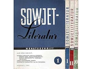 Bild des Verkufers fr Konvolut  Sowjetliteratur". 4 Titel. 1.) Heft 10/1959, darin u. a. Alexander Tschakowski: Die Wahrheit sehen! Rassul Gamsatow: Glck auf den Weg, die Wahrheit kndendes Dichterwort! Nina Jemeljanowa: Des Schriftstellers Schule: das Leben. 2.) Heft 11/1959, darin u. a. Appassionata, Trilogie ber Lenin, Gedichte von Enver Alibejli, Simon Tschikowani, Alexander Twardowski und Georgi Leonidse. Chruschtschow bei Scholochow. Alexander Rerwjakin: Verfallskunst. 3.) Heft 1/1960, darin u. a. Michail Scholochow: Neuland unterm Pflug. Sergej Woronin: Inmitten des Lebens. Gedichte. Zur 100. Wiederkehr des Geburtstages Anton Tschechow. 4.) Heft 1/1963, darin u.a. Tschingis Aitmatow: Mein erster Lehrer, Nikolai Tichonow: Erinnerungen aus der Kindheit. Gedichte. Konstantin Stanislawski: Aus den Notizbchern. Ernest Hemingway: Briefe an die Schriftsteller Kaschin und Simonow. Lew Kopolew: Der Dichter des Volkes Erwin Strittmatter zum Verkauf von Agrotinas VersandHandel