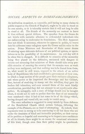 Imagen del vendedor de Social Aspects of Disestablishment. The Possible Consequences to the Life of the Country. An original article from the Nineteenth Century Magazine, 1877. a la venta por Cosmo Books