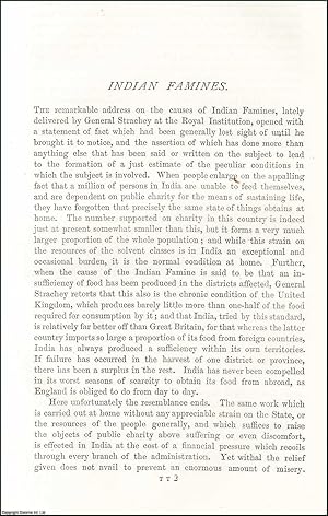 Image du vendeur pour Indian Famines. The problems they pose, and possible means of aid. An original article from the Nineteenth Century Magazine, 1877. mis en vente par Cosmo Books