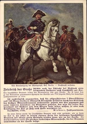Bild des Verkufers fr Knstler Ansichtskarte / Postkarte Knig Friedrich II. von Preuen, Friedrich der Groe, Schlacht bei Robach zum Verkauf von akpool GmbH