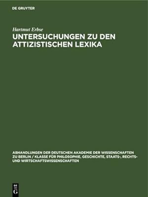 Bild des Verkufers fr Untersuchungen zu den attizistischen Lexika zum Verkauf von AHA-BUCH GmbH