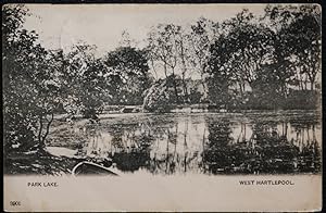 West Hartlepool Antique Postcard Durham Park Lake 1905