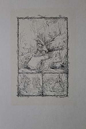 "EN REVENANT DES NOCES (Chanson Normande)" Gravure originale entoilée illustrée par Lucien MÉTIVE...