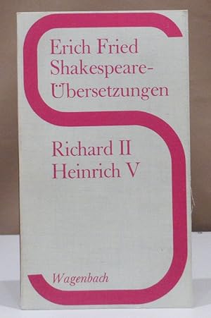 Imagen del vendedor de Das Trauerspiel von Knig Richard dem Zweiten. Das Leben von Knig Heinrich dem Fnften. a la venta por Dieter Eckert