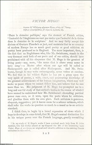 Immagine del venditore per Victor Hugo : French poet, Novelist, Essayist, Playwright, & Dramatist of the Romantic Movement. A complete 2 part original article from the Nineteenth Century Magazine, 1879. venduto da Cosmo Books