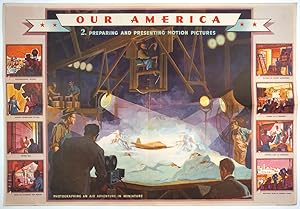 Seller image for Our America Motion Pictures # 2. Chart for the Second Week Distribution. Selecting, Cutting, Advertising and Projecting. The shipment and the presentation of motion pictures. Poster for sale by Antipodean Books, Maps & Prints, ABAA