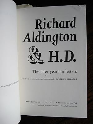 Immagine del venditore per Richard Aldington & H.D.: the later years in letters. Edited with an introduction and commentary by Caroline Zilboorg venduto da James Fergusson Books & Manuscripts