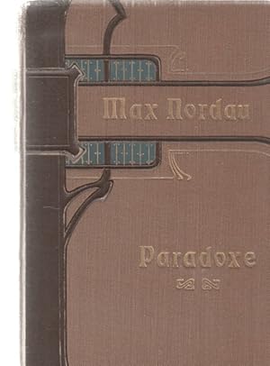 Bild des Verkufers fr Paradoxe. Von Max Nordau. 26. Tsd. zum Verkauf von Fundus-Online GbR Borkert Schwarz Zerfa