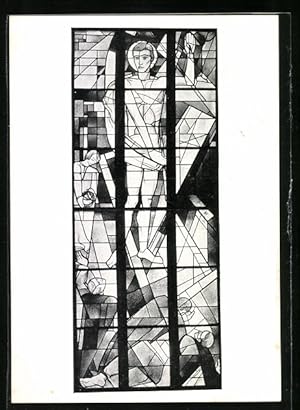 Bild des Verkufers fr Ansichtskarte Futurismus, Auferstehung, Fenster fr die Klosterkirche Marienthal, Heinrich Diekmann zum Verkauf von Bartko-Reher