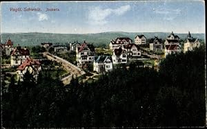 Ansichtskarte / Postkarte Jocketa Pöhl Vogtland, Blick über den Wald zum Ort