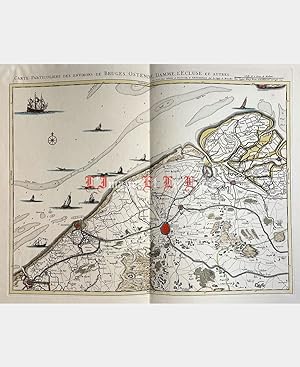 Seller image for Carte particuliere des environs de Bruges, Ostende, Damme, L'Ecluse et autres. for sale by L'Image et le livre
