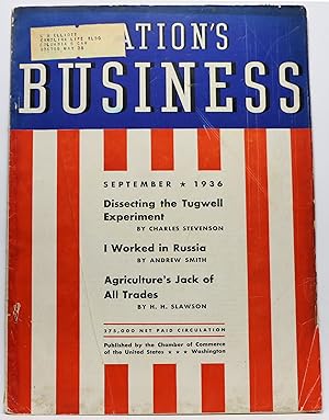 Bild des Verkufers fr NATION'S BUSINESS, SEPTEMBER 1936 zum Verkauf von Rose City Books