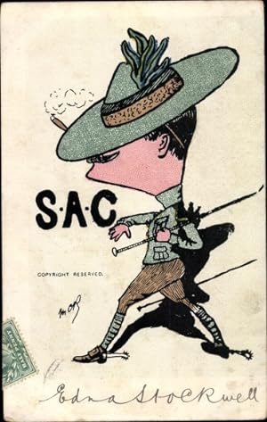Ansichtskarte / Postkarte S.A.C. Pfadfinder mit Zigarre, Karikatur