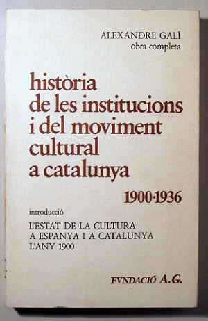 Imagen del vendedor de HISTRIA DE LES INSTITUCIONS I DEL MOVIMENT CULTURAL A CATALUNYA 1900-1936. Introducci I - Barcelona 198 a la venta por Llibres del Mirall