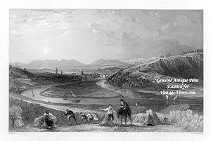 VIEW OF PERTH, SCOTLAND,1837 Steel Engraving, Antique Print
