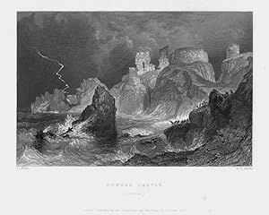 DUNBAR CASTLE IN LOTHIAN SCOTLAND,1836 Steel Engraving, Antique Print