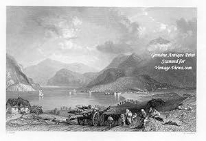 VIEW OF BENAWE,LOCH ETIVE FROM NEAR TYANUILT IN ARGLESHIRE SCOTLAND,1835 Steel Engraving, Antique...