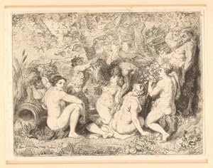 Nymphen und Satyrn. Orig.-Radierung nach Peter Paul Rubens, Plattengröße 17,3 x 23 cm, gerahmt: 3...