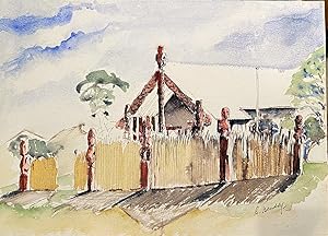 Watercolour "The Marae" Waiwhetu