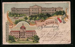 Künstler-Carte postale Strassburg, Universität, Kaiserpalast