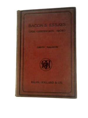 Bild des Verkufers fr Bacon's Essays zum Verkauf von World of Rare Books