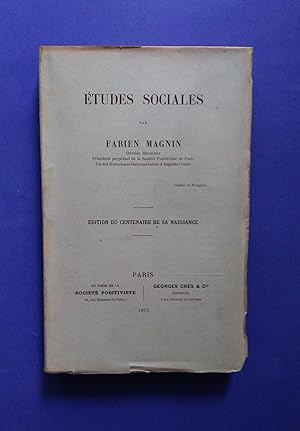 Imagen del vendedor de ETUDES SOCIALES a la venta por Librairie Philosophique J. Vrin