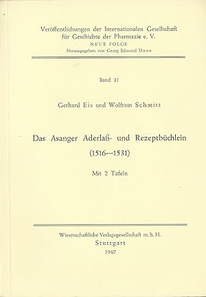 Bild des Verkufers fr Das Asanger Aderla- und Rezeptbchlein (1516-1531) zum Verkauf von Bcherhandel-im-Netz/Versandantiquariat