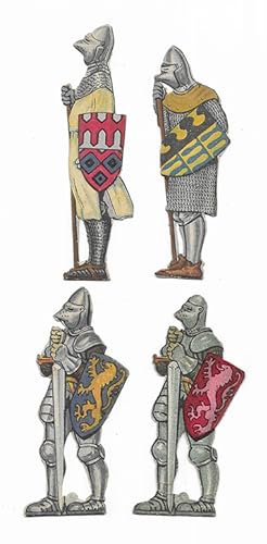 Troquelados. 4 figuras Soldados armadura escudos El Teatro para niños