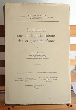 Recherches sur la légende sabine des origines de Rome (Université de Louvain: Recueil de Travaux ...