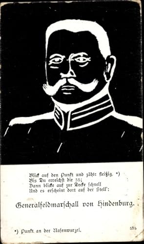 Vexier Ansichtskarte / Postkarte Generalfeldmarschall Paul von Hindenburg, Portrait