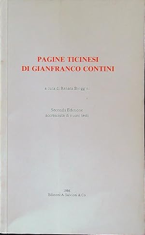 Imagen del vendedor de Pagine ticinesi di Gianfranco Contini a la venta por Librodifaccia