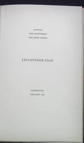 Bild des Verkufers fr Leuchtende Tage. zum Verkauf von books4less (Versandantiquariat Petra Gros GmbH & Co. KG)