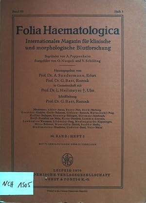 Seller image for Folia Haematologica: Internationales Magazin fr klinische und morphologische Blutforschung; 93. Band/Heft 3; IV.Tagung der Arbeitsgemeinschaft fr Hmatologie und Blutspendewesen der DDR. for sale by books4less (Versandantiquariat Petra Gros GmbH & Co. KG)