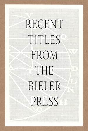 Seller image for Recent Titles From The Bieler Press (1999) for sale by The Bookshop at Beech Cottage