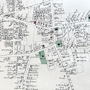 1879 Hand-Colored Map of South Abington Massachusetts w PROPERTY OWNER NAMES & Building Footprints