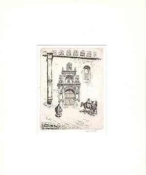 LINDSAY, LIONEL. Signed Etching " Doorway of Las Duenas."