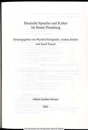 Deutsche Sprache und Kultur im Raum Pressburg