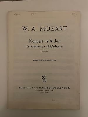 W.A. Mozart Konzert in A-dur für Klarinette und Orchester K.V. 622 Edition Breitkopf Nr. 2300 Aus...